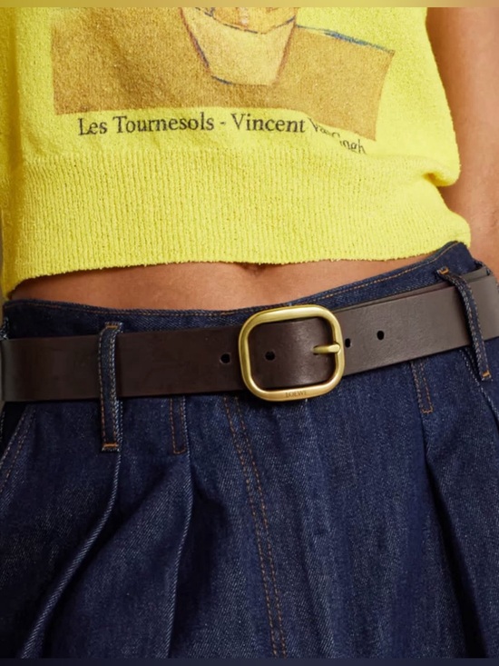 Loewe Accessories - Loewe Rounded Soft Belt. Brown Calfskin Leather. Gold Buckle. 80. NEW!